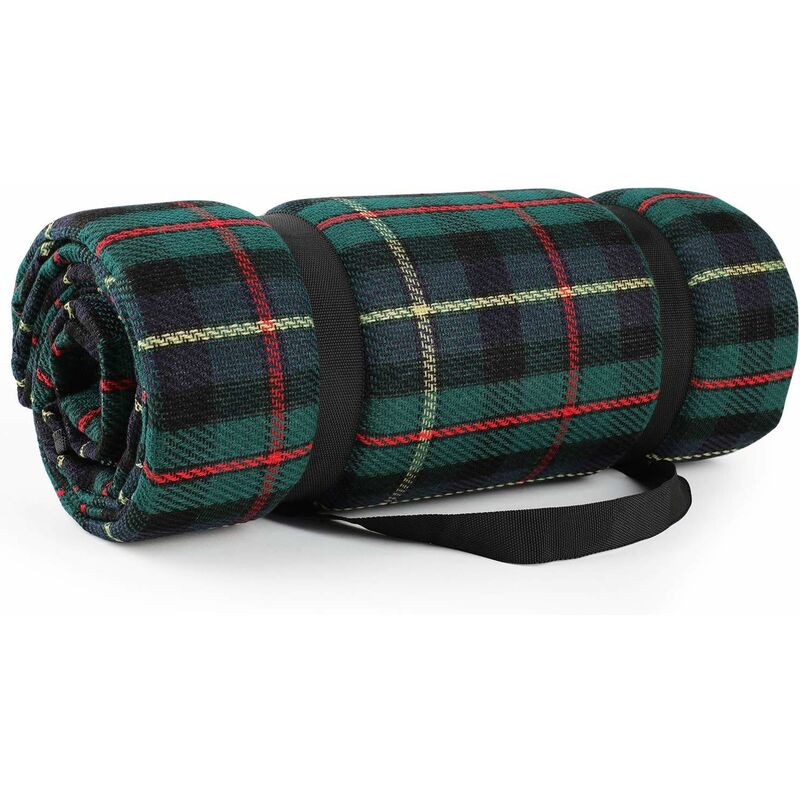foto del prodotto 200 x 200cm coperta da picnic impermeabile e pieghevole coperta da campeggio tappeto campeggio giardino con manico portatile, verde scuro