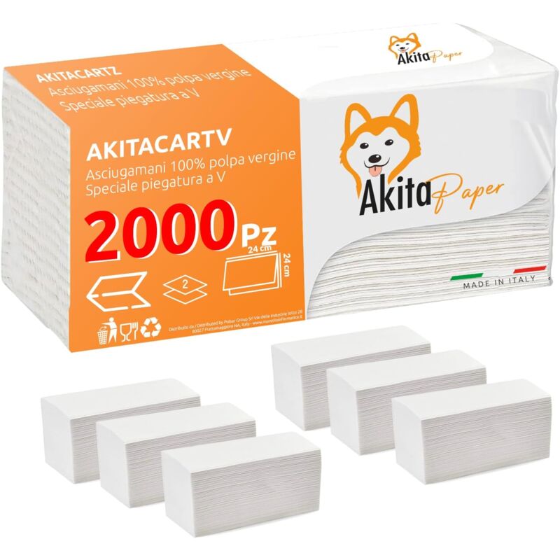 foto del prodotto 2000 asciugamani carta piegati a c o v per dispenser 10 confezioni da 200 pz