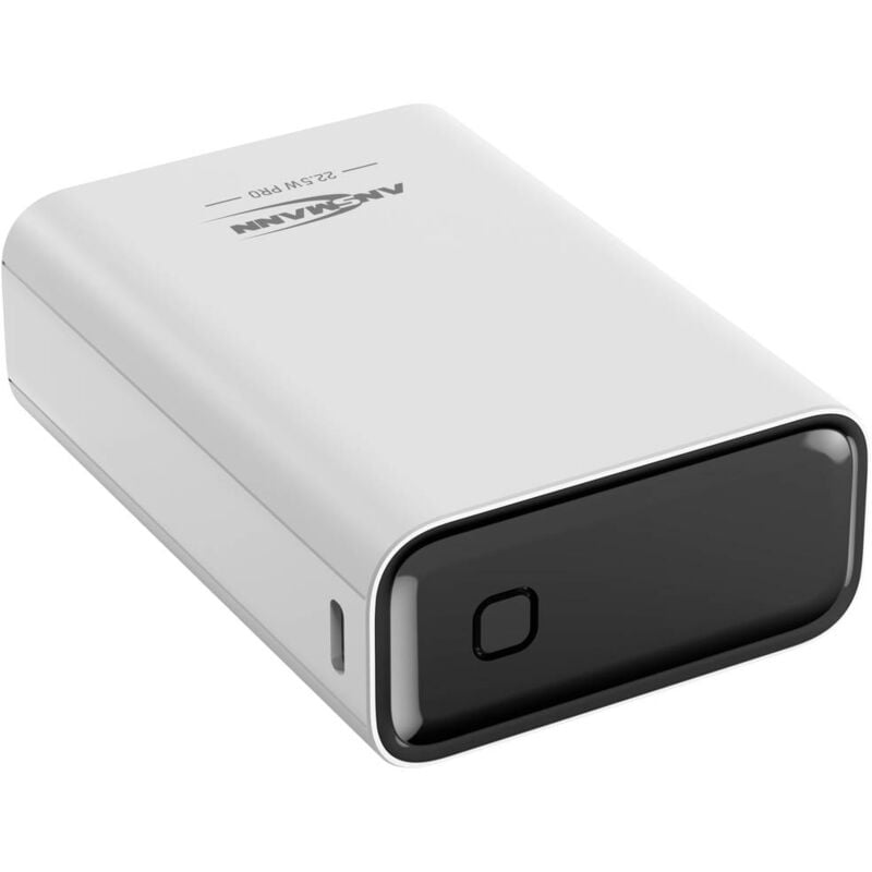 foto del prodotto 20000 mah pb222pd w power bank 20 ah consegna di potenza 3.0, ricarica rapida 2.0 lipo bianco con regolatore di ansmann
