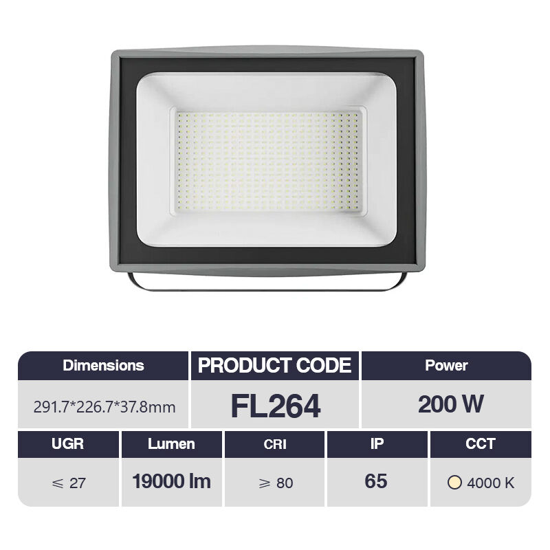 foto del prodotto 200w kosoom led faretto da esterno 291.7x226.7x37.8mm fl264x5pc impermeabile ip65 19000lm