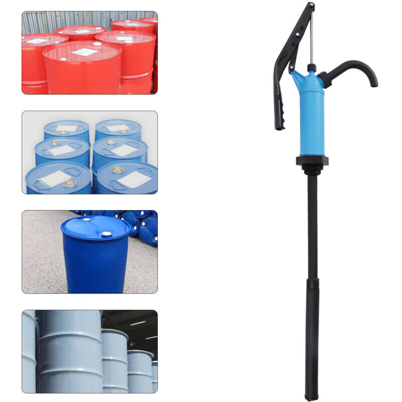 foto del prodotto 201 in acciaio inox barile pompa pompa a mano con a forma di u tubo di uscita olio 16 18 l min, blu universale leva pompa a mano per 55 galloni