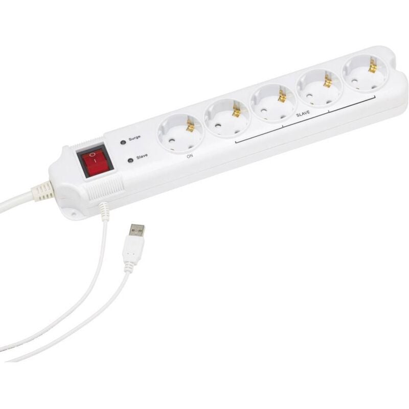 foto del prodotto 201010013 multipresa master slave 5 scomparti bianco schuko 1 pz. gembird