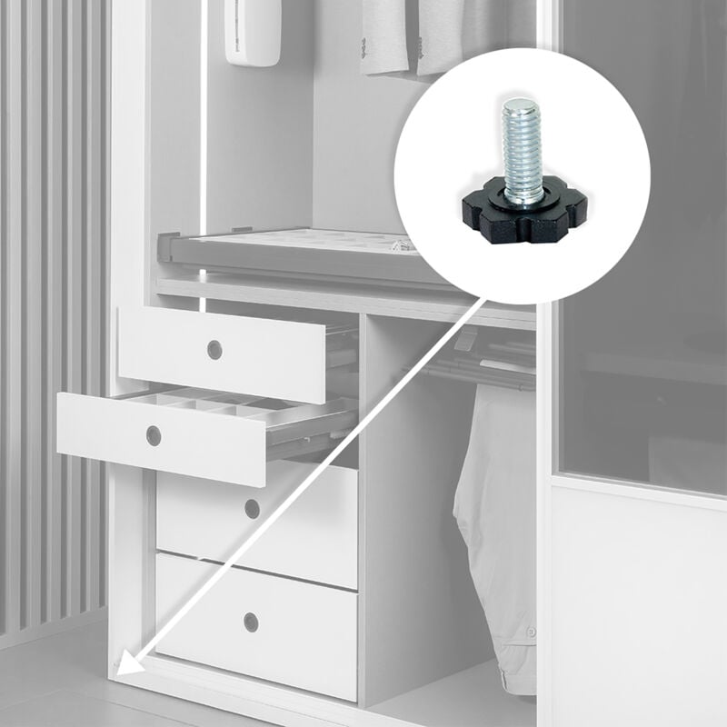 foto del prodotto 2020205 piedino a vite regolabili per mobili, zincato, m6 x 25mm, set di 20 pezzi - emuca