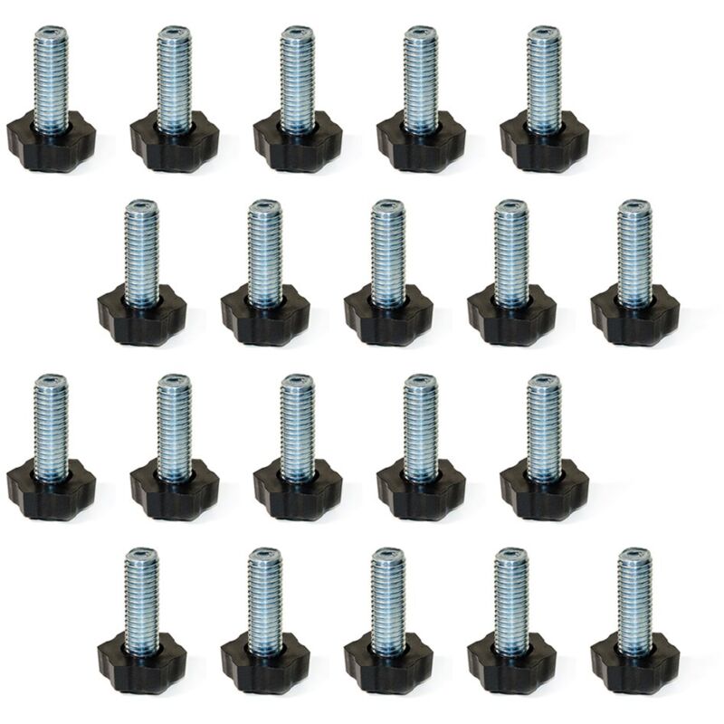 foto del prodotto 2020605 piedino regolabile a vite per mobile, filettatura m8x30mm, set di 20 pezzi - emuca