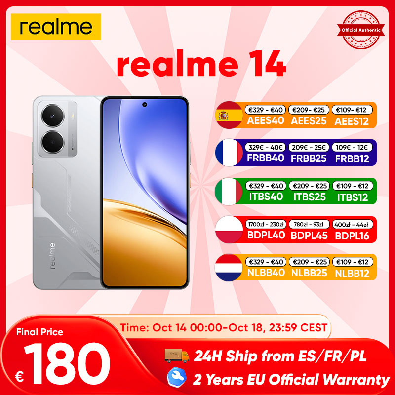foto del prodotto 2025 world premiere realme 14 smartphone 5g snapdragon 6 gen 4 6.67 ''120hz amoled display 6000mah titan batteria 50mp ois camrea