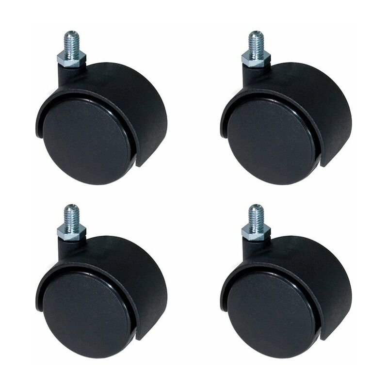 foto del prodotto 2037817 set di 4 rotelle pivotanti per mobile senza freno con cuscinetti a sfere, 40mm, filettatura m8x12mm emuca