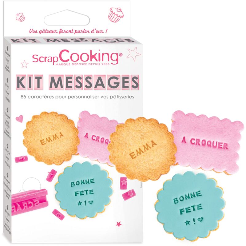 foto del prodotto 2041 messaggi per biscotti, plastica, rosa scrapcooking