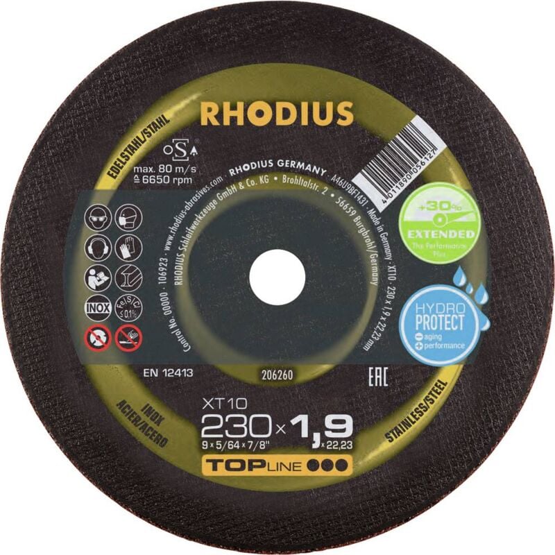 foto del prodotto 206260 disco di taglio dritto 230 mm 1 pz. acciaio inox, acciaio rhodius