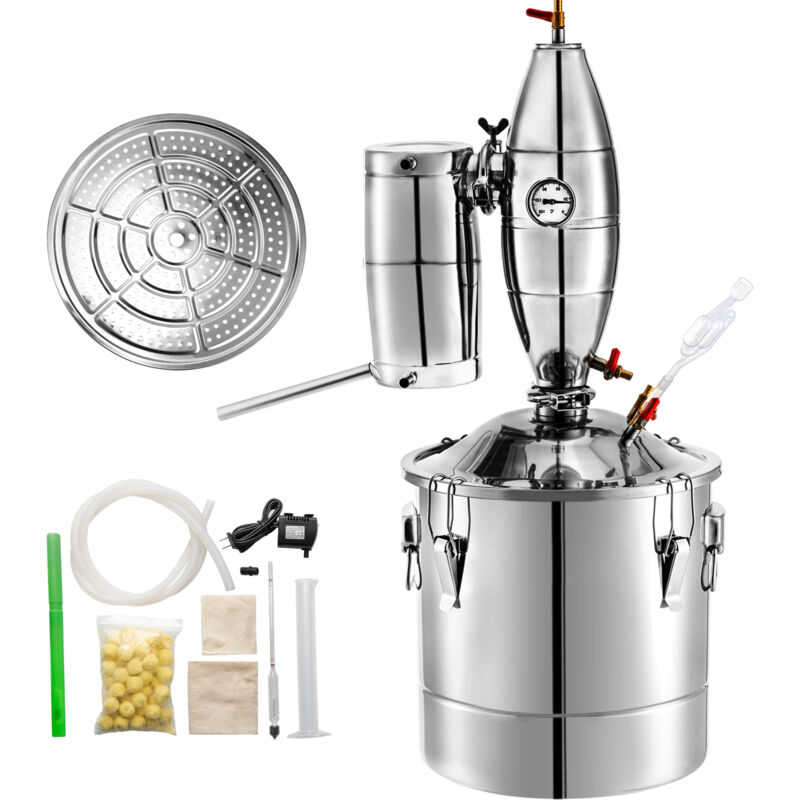 foto del prodotto 20l 5.28gal distillatore di alcol 304 acciaio inossidabile moonshine still con termometro per whisky, brandy, oli essenziali mophorn