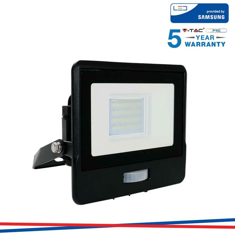 foto del prodotto 20w led pir sensore proiettore samsung chip corpo nero 3000k luce calda