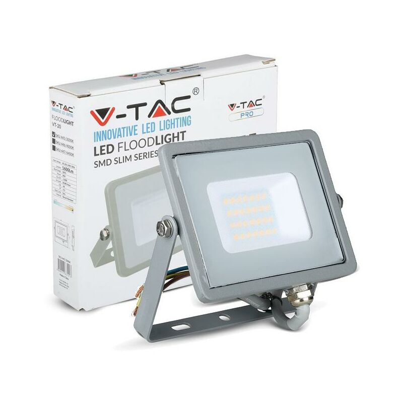 foto del prodotto 20w led proiettore smd samsung chip corpo griggio 4000k luce naturale