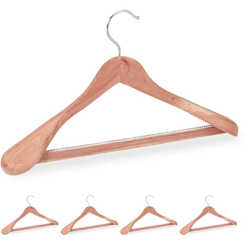 foto del prodotto 20x grucce appendiabiti in legno di cedro, set stampelle, protezione antitarme antiscivolo resistente, 45 cm, naturale