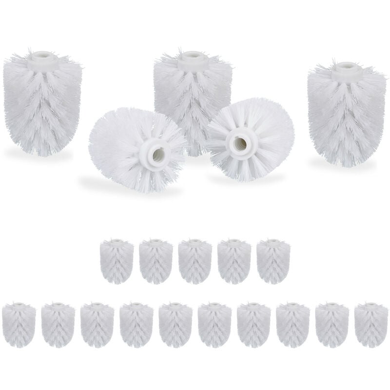 foto del prodotto 20x spazzole per scopino da bagno, ciuffo di ricambio spazzolone wc, filetto 9, 12mm diametro 7 cm, bianco