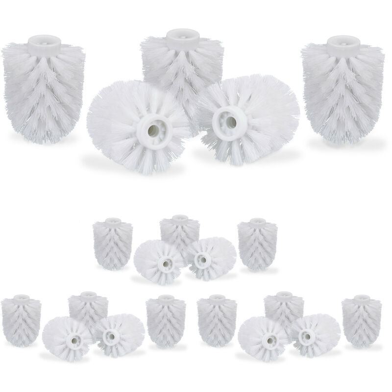 foto del prodotto 20x spazzole per scopino da bagno, ciuffo di ricambio spazzolone wc, filetto 9,5mm diametro 7 cm, bianco