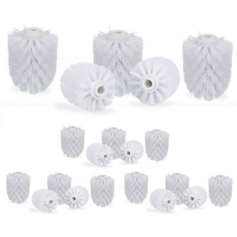 foto del prodotto 20x spazzole per scopino water, ricambio spazzolone wc, filetto 12 mm accessori bagno, d 8 cm, bianco