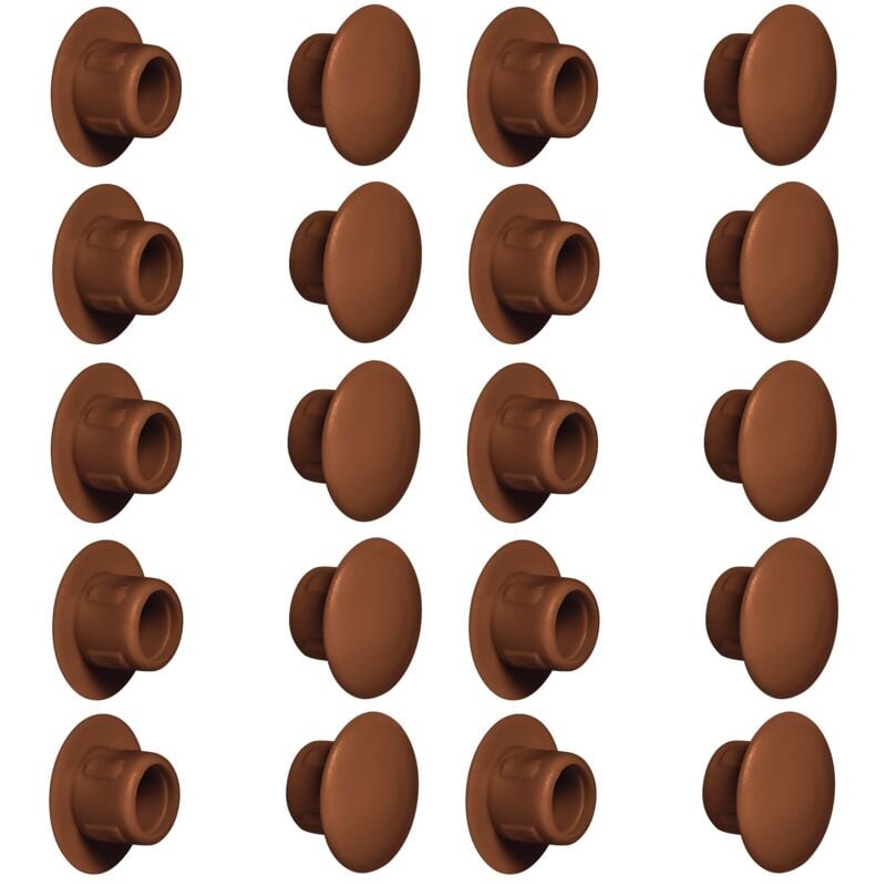 foto del prodotto 20x tappo chiusura plastica mobili inserto cappuccio copriforo fori 8mm marrone ral 8007 