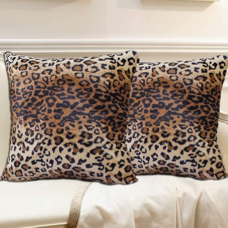 foto del prodotto 20x20 pollici wild animal leopard skin soft throw pillow covers 2 pezzi cuscino per bambini divano casa morbido peluche cheetah federe pelle di