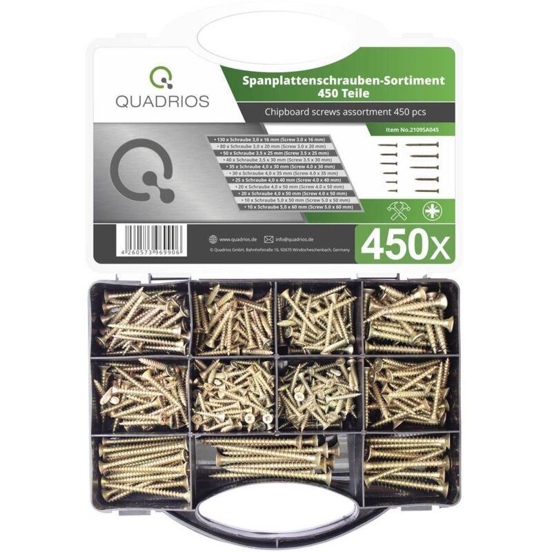foto del prodotto 2109sa045 2109sa045 assortimento di viti truciolari 450 pz. quadrios
