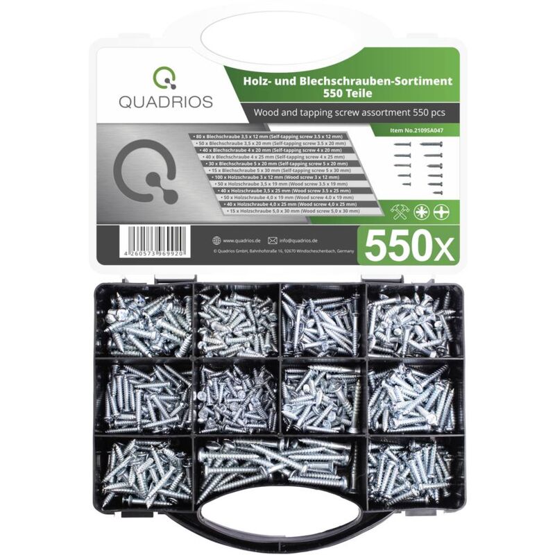 foto del prodotto 2109sa047 2109sa047 assortimento viti per lamiera 550 pz. quadrios