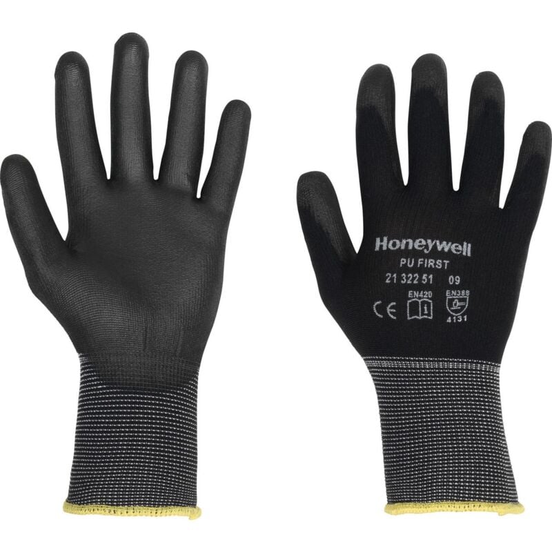 foto del prodotto 2132251 vertigo black pu c g 1, guanti di protezione antitaglio, 100 poliammide neri, lunghezza 25 cm, adatti per lavori di precisione, taglia 6,