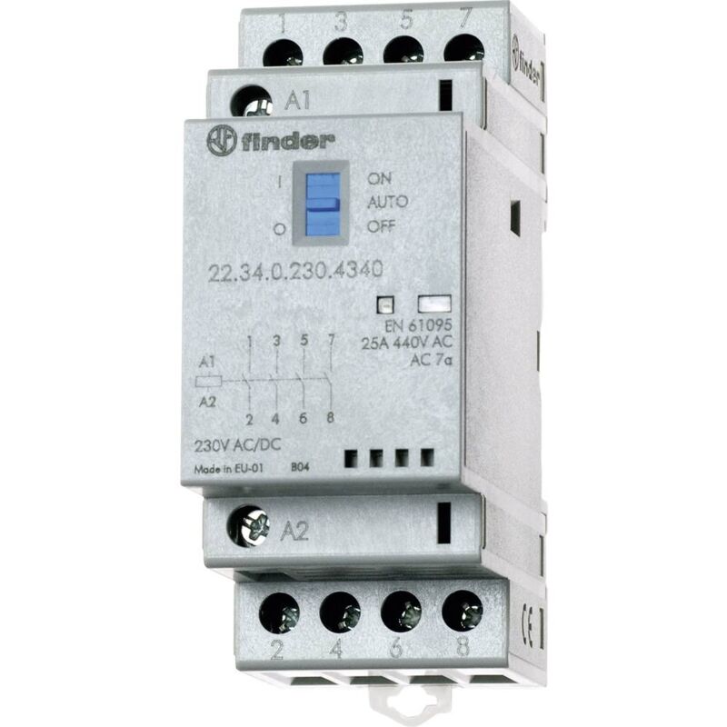 immagine 0 del prodotto 22.34.0.024.4740 contattore 3 na, 1 nc 24 v dc, 24 v ac 25 a 1 pz. finder
