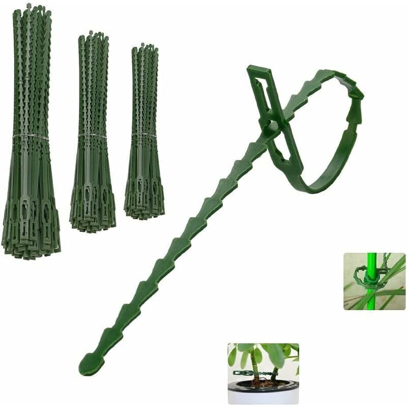 foto del prodotto 220 pezzi fascette per piante in plastica regolabili porta pali per piante flessibili lunghezza 13 17 23 cm porta pali per pomodoro riutilizzabili