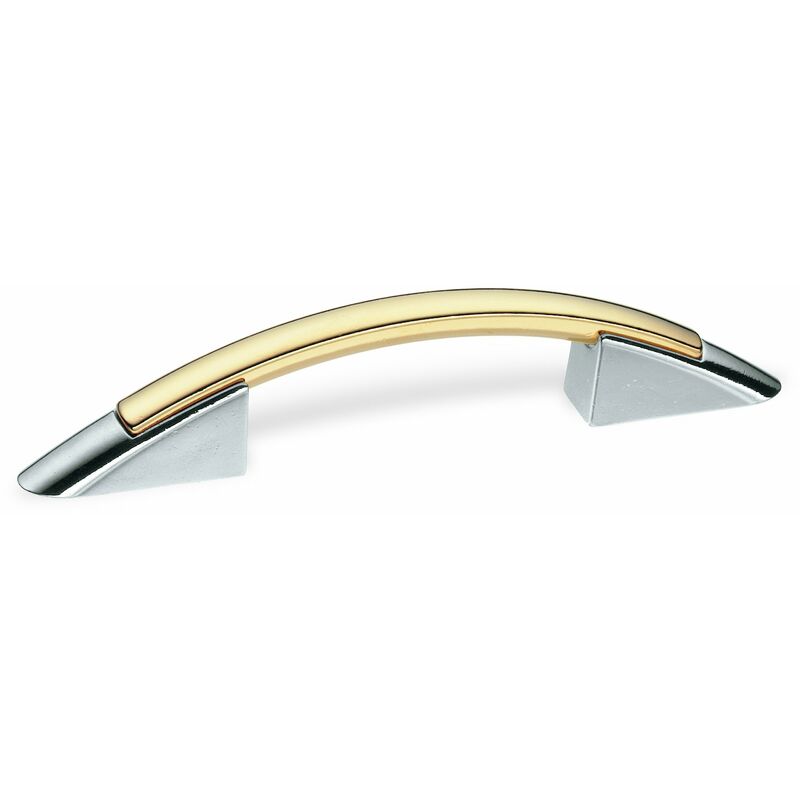 foto del prodotto 22088 maniglia ad arco per mobili in zama, distanza tra i fori 96 mm, colore oro lucido schwinn