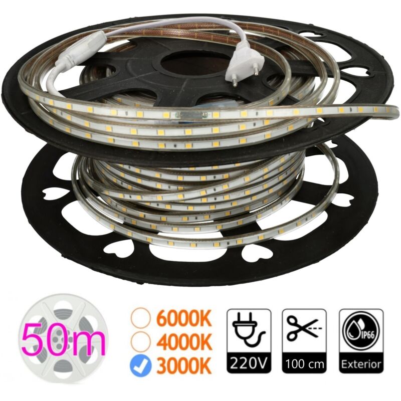 foto del prodotto 220v 3000k esterno da 10w metro bobina 50 metri cut 100 cm jandei