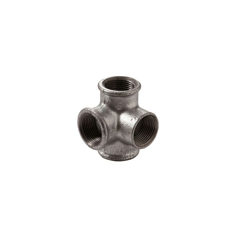 foto del prodotto 223 - raccordo gomito tee 4 vie 1 2 in ghisa zincata 22305003