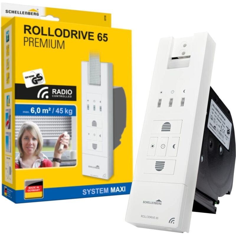 foto del prodotto 22728 avvolgicavo elettrico radio per tapparelle avvolgibili 65 premium, fino a 6 m di superficie della tapparella, forza di trazione 45 kg bianco