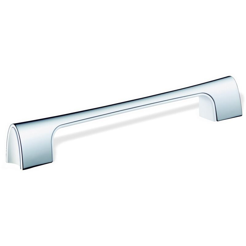 foto del prodotto 22972 maniglia per mobili in zama e plastica, trattamento cromato opaco, distanza tra i fori 160 mm, colore nero schwinn