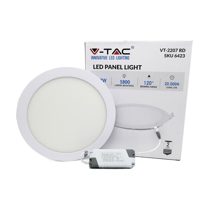 foto del prodotto 22w led slim pannello luce bianca rotondo 6400k luce fredda