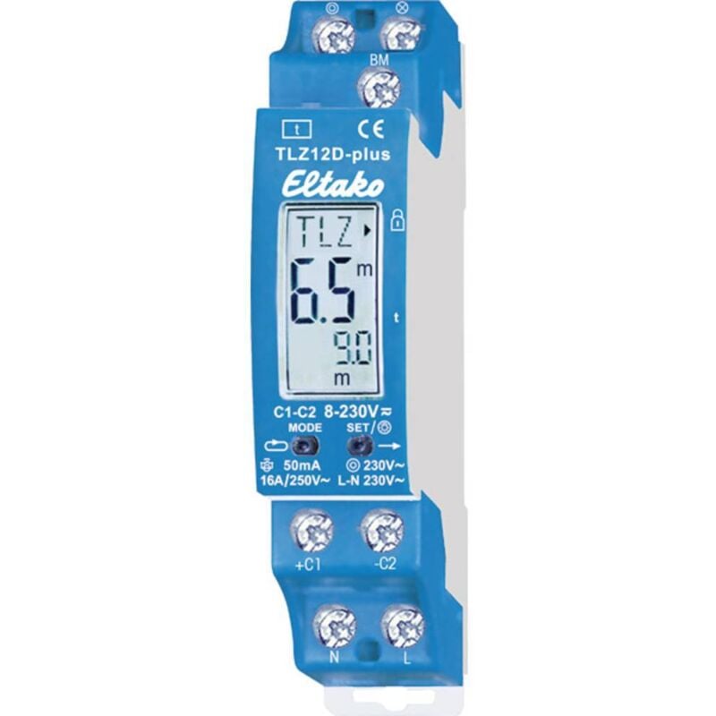foto del prodotto 23100800 rel temporizzatore luci scale guida din 8 v dc ac, 12 v dc ac, 24 v dc ac, 110 v dc ac, 230 v dc ac eltako