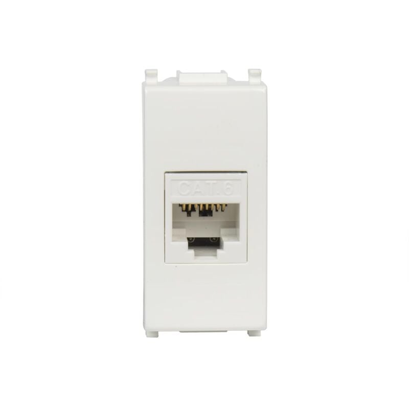 foto del prodotto 23713 27 presa dati rj45 utp 180 cat.6 crimpaggio senza utensile con adattatore per placche e supporti bticino matix fanton