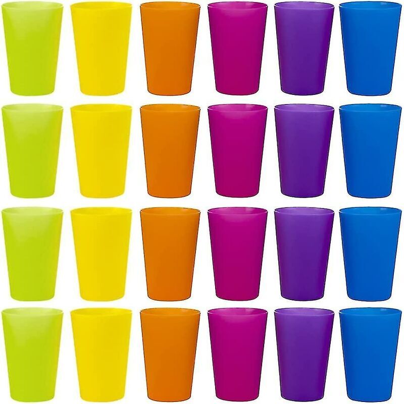 foto del prodotto 24 bicchieri di plastica riutilizzabili, 6 bicchieri di plastica dai colori vivaci per bambini, campeggio