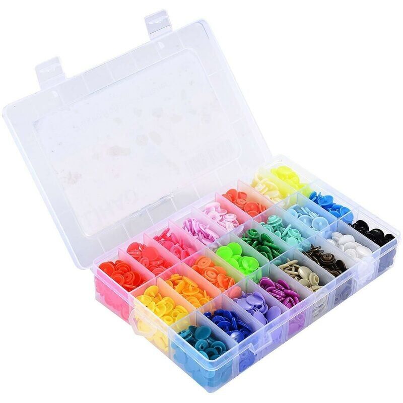 foto del prodotto 24 bottoni automatici in plastica colorati con pinze in metallo