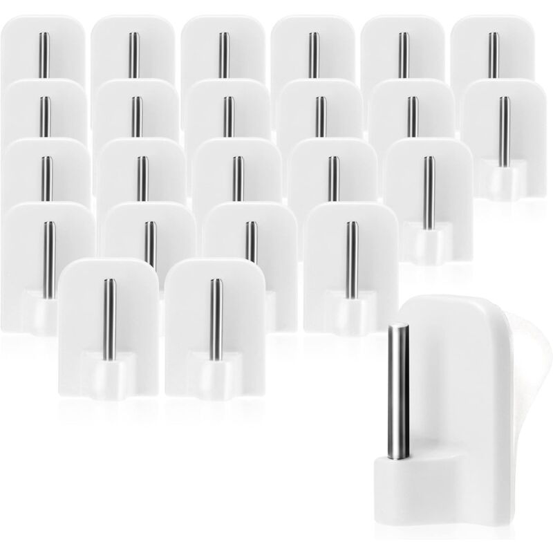 foto del prodotto 24 ganci autoadesivi per aste per tende, ganci adesivi per finestre, ganci per finestre bianco sollbry