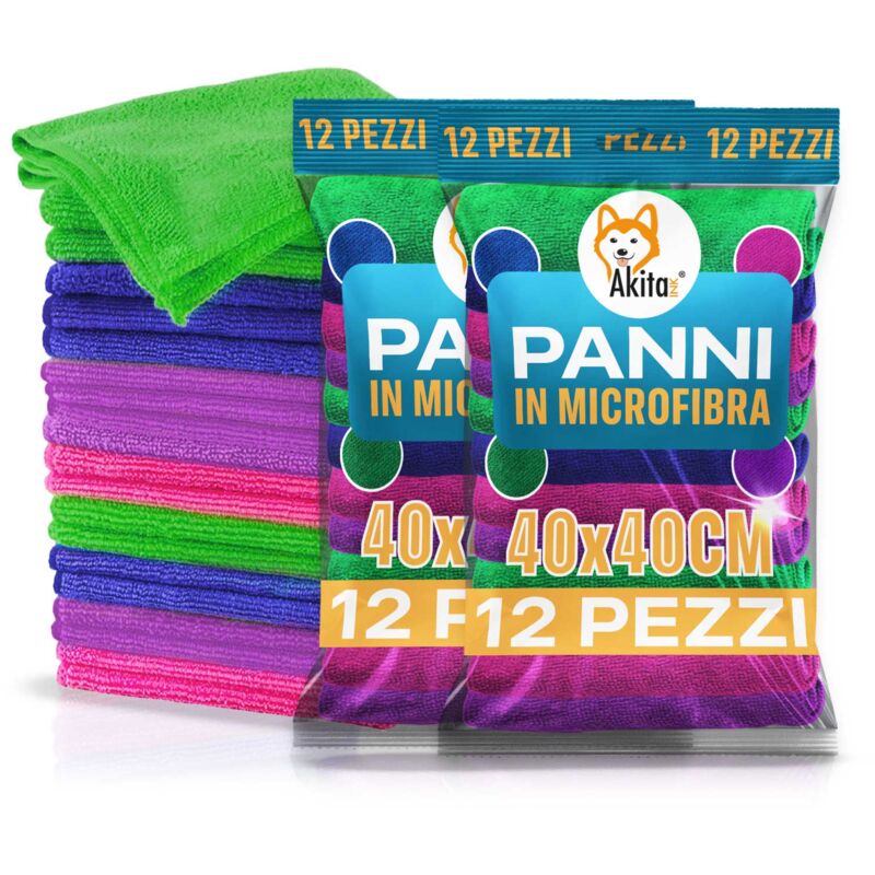 foto del prodotto 24 panni microfibra 40x40cm colorati lavabili akitaink