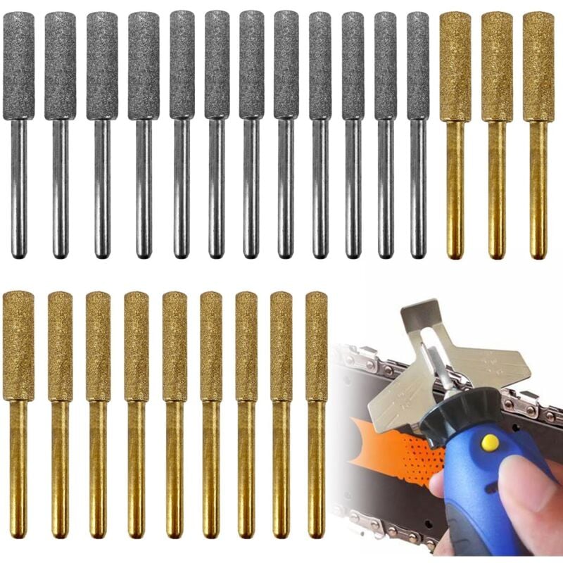 foto del prodotto 24 pezzi affilacatene per motoseghe, affilacatene per motoseghe, dispositivo per affilare catene per motoseghe da 4,0 4,8 5,5 mm, per lucidare e
