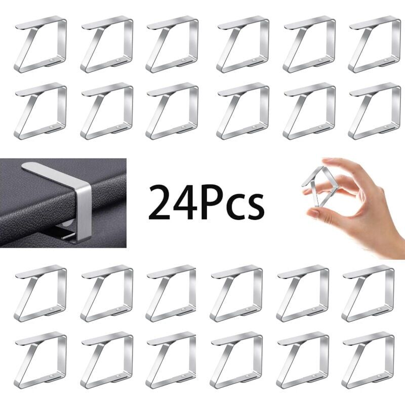foto del prodotto 24 pezzi clip per tovaglia in acciaio inox per uso esterno, clip per tovaglia da 5 x 4 cm per uso esterno, clip per tovaglia regolabili, per