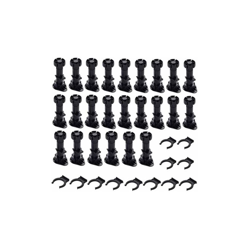 foto del prodotto 24 pezzi gambe per mobili, gambe per mobili, piedini per mobili regolabili, base con clip per mobili, armadi e divani 80 mm 100 mm 