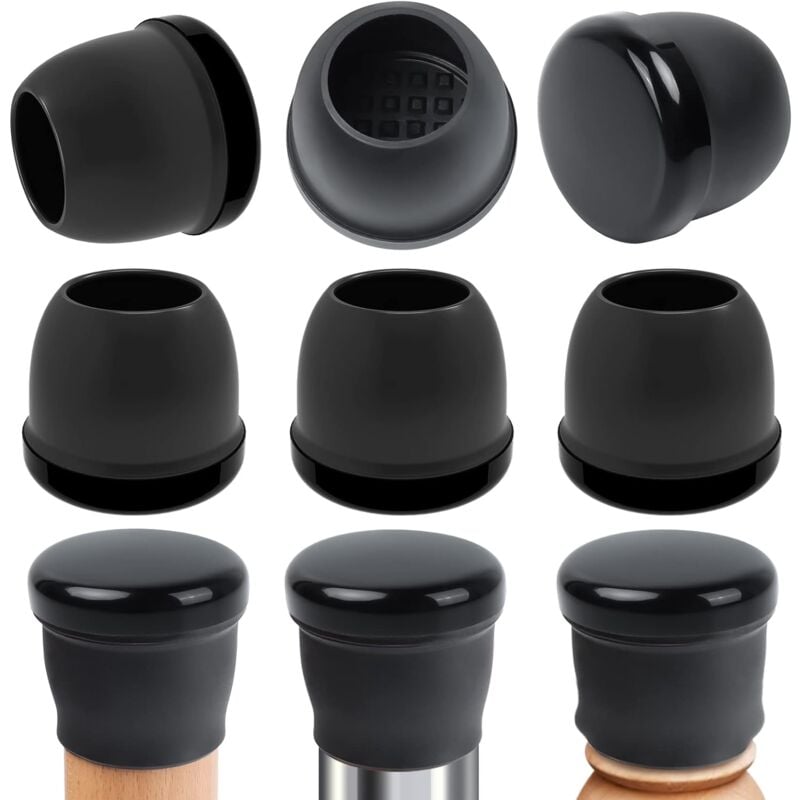 foto del prodotto 24 pezzi proteggi gambe per mobili, protettore del pavimento in silicone nero, gomma tappi per gambe per sedie diametro 25 a 37mm