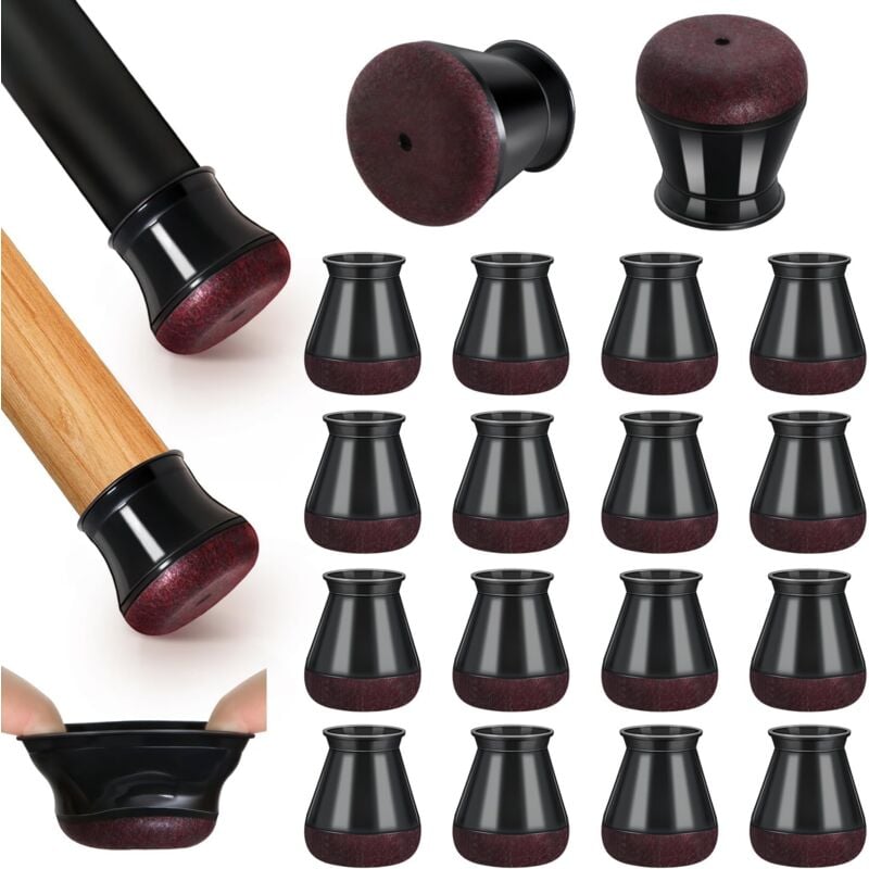 foto del prodotto 24 pezzi proteggi gambe per mobili, tappi piedini per sedie silicone con feltro, gomma tappi per gambe per sedie nero viola 14 a 18m