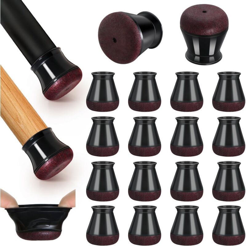 foto del prodotto 24 pezzi proteggi gambe per mobili, tappi piedini per sedie silicone con feltro, gomma tappi per gambe per sedie nero viola 25 a 30mm