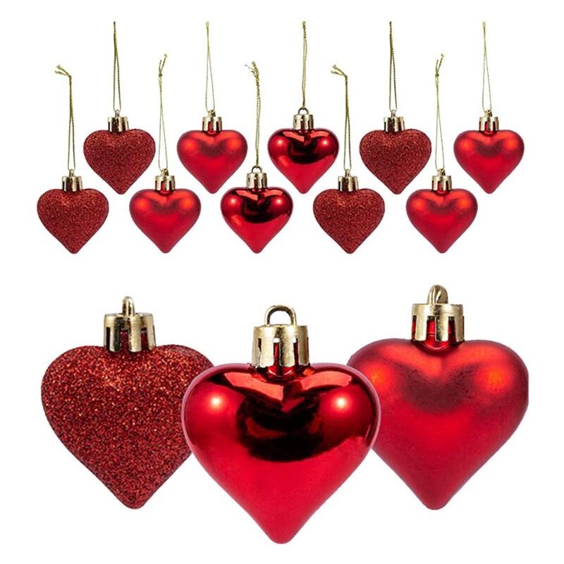 foto del prodotto 24 pezzi san valentino cuore ornamento forma palle per appendere decorazioni artigianali