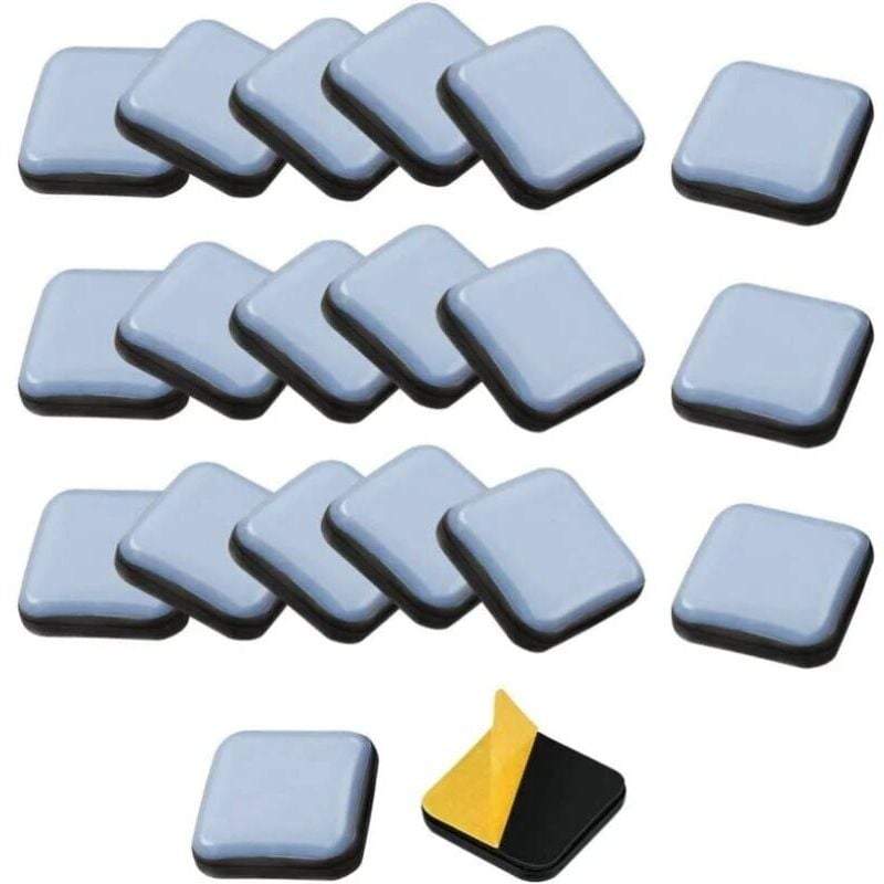 foto del prodotto 24 pezzi scivoli per mobili autoadesivi cuscinetti in teflon per mobili quadrati scivoli per sedia in teflon 2525mm cuscinetti scivolanti per sedia,