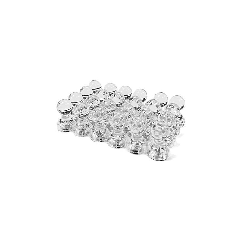 foto del prodotto 24 puntine magnetiche trasparenti magneti perfetti per frigorifero, calendario, lavagna e mappe bebusingoto
