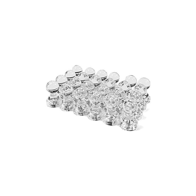 foto del prodotto 24 puntine magnetiche trasparenti magneti perfetti per frigorifero, calendario, lavagna e mappe sollbry