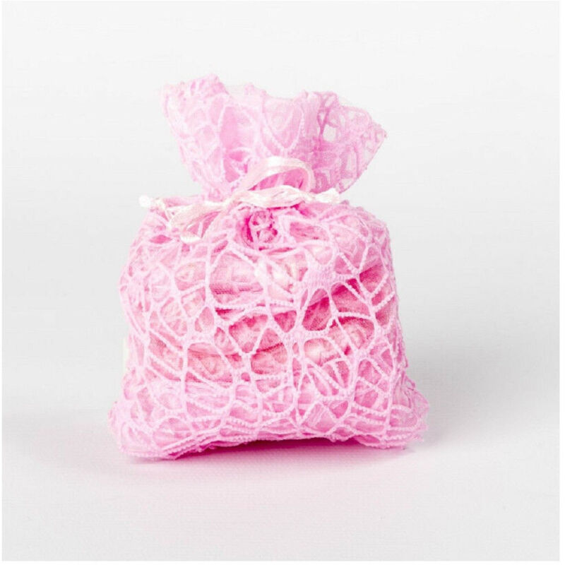 foto del prodotto 24 pz. sacchetti rete organza porta confetti matrimonio battesimo bomboniera rosa trade shop traesio