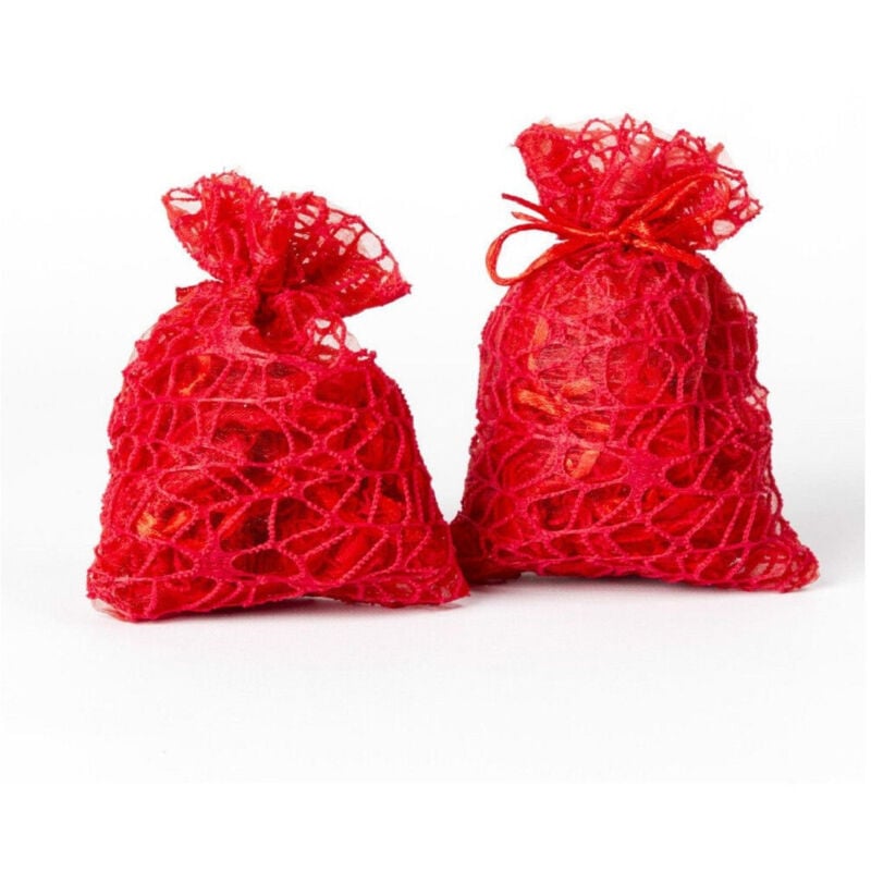 foto del prodotto 24 pz. sacchetti rete organza porta confetti matrimonio battesimo bomboniera rosso trade shop traesio